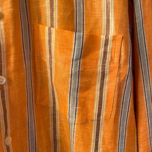 McKenzie Tribe Striped Button Down Shirt with Floral Accents Size M - Picture 5 of 9